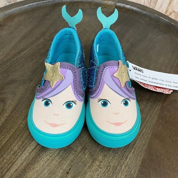 Vans Asher V Mermaid Latigo Blossom Bay Slip On Sneaker Size 4.5 - Picture 2 of 8